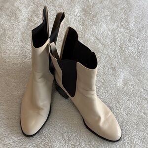 Cream Ankle Boots- Chelsea boot